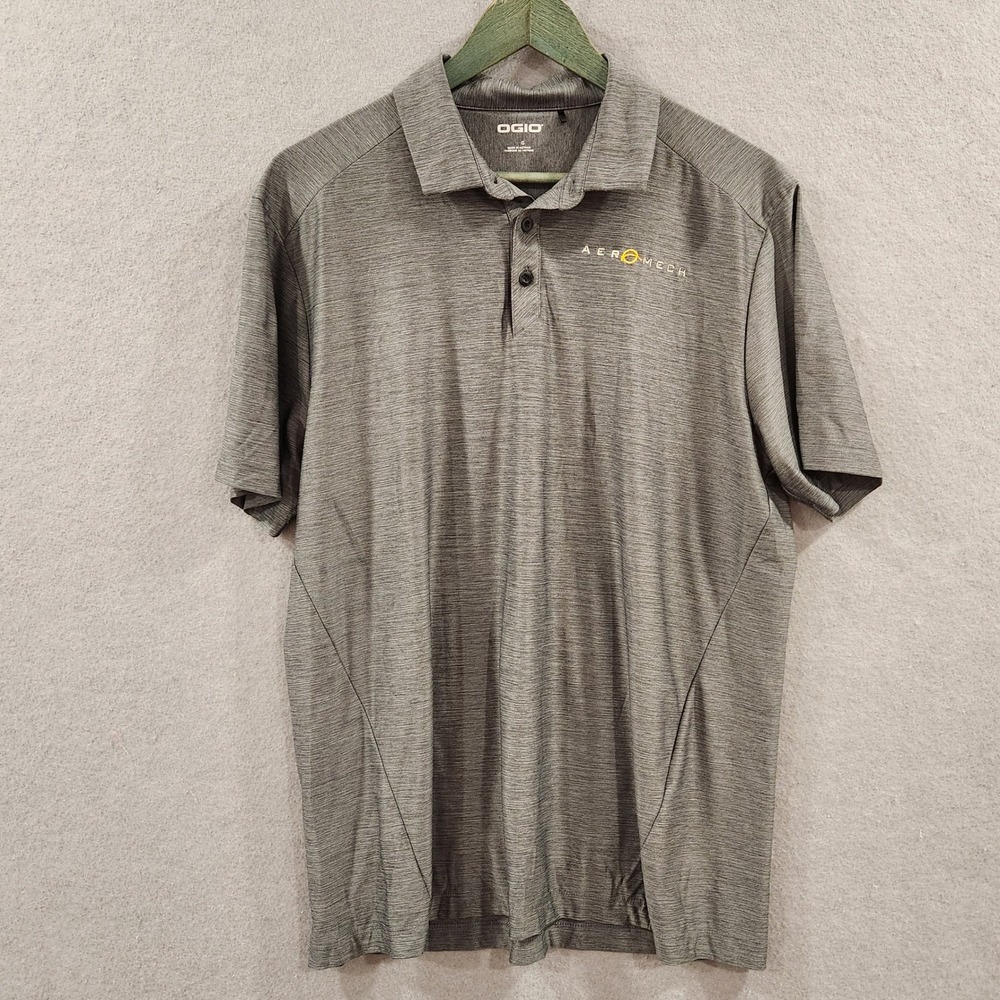 OGIO Polo Shirt Men's XLG‎ Heathered Gray Short Sleeve Embroidered